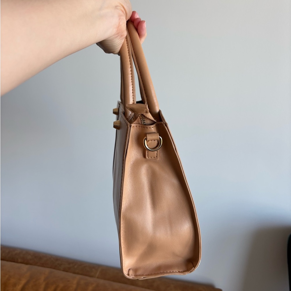ALDO Camel Tan Leather Structured Satchel - Picture 6 of 16